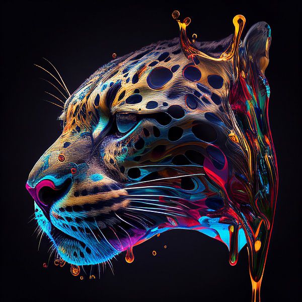 Colourful illustration of a majestic panther by Henk van Holten