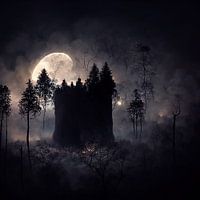 DIGITAL ART somewhere night forest illustration