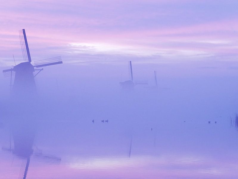 Nebel in Kinderdijk von Tineke Van Dijk