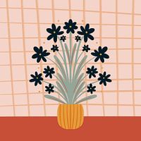 Retro bloemenvaas - oranje