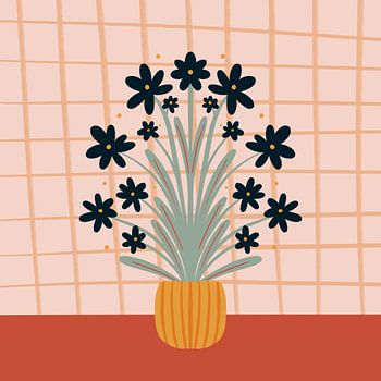 Retro Floral Vase - orange