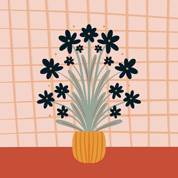 Retro Floral vase - orange by Angela Minca
