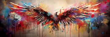 Freiheit in bunter abstrakter Vogelmalerei von Surreal Media