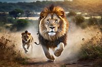 African Lion in oilpaint