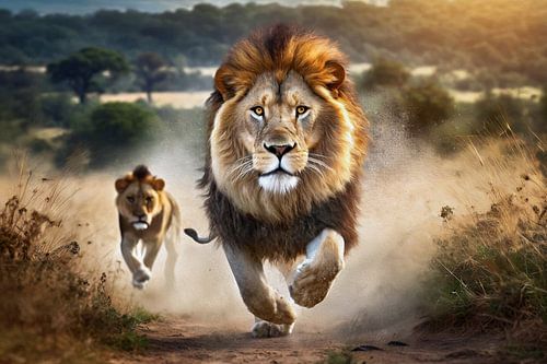 Afrikaanse Leeuw in oilpaint