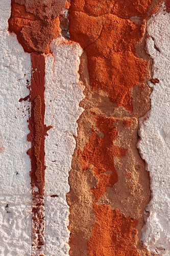 Abstracte fotografie: steenrode muur met veel textuur