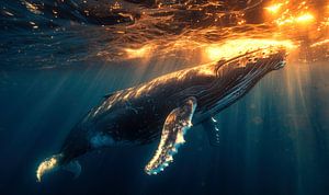 Baleine à bosse dans la mer du soleil sur ByNoukk