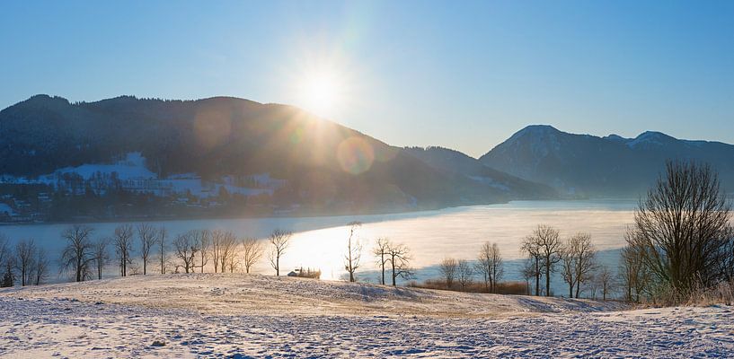 frozen lake Tegernsee and bavarian mountains, Gmund by SusaZoom