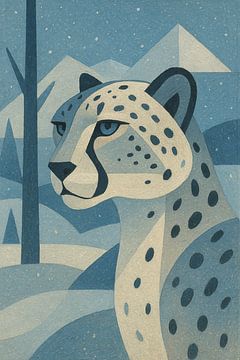 A geometric illustration of a snow leopard. by Johannes