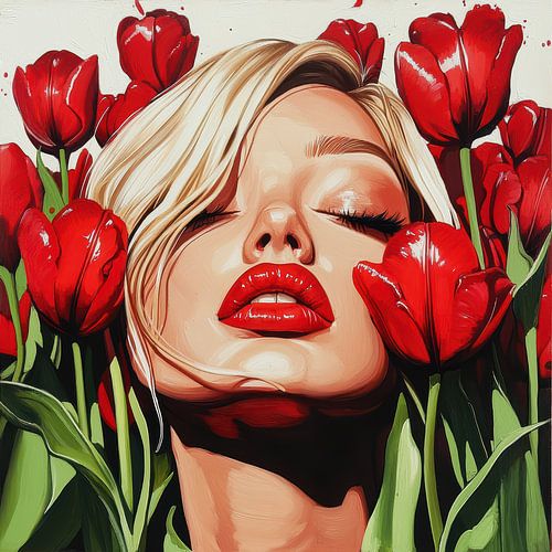 Floral portrait colorful pop art