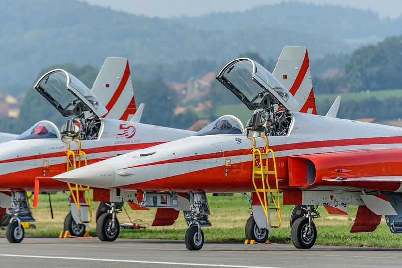 Aircraft from Patrouille de Suisse ready for demo. by Jaap van den Berg