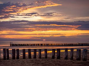 Coucher de soleil sur la plage de Zeeland