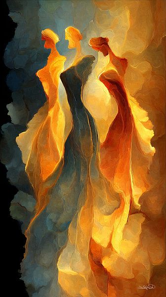 abstrakte tanzende Frauen von Gelissen Artworks