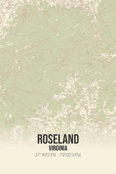 Vintage map of Roseland (Virginia), USA. by Prints of Place