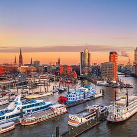 Zonsondergang bij de Elbphilharmonie in Hamburg, Duitsland van Michael Abid