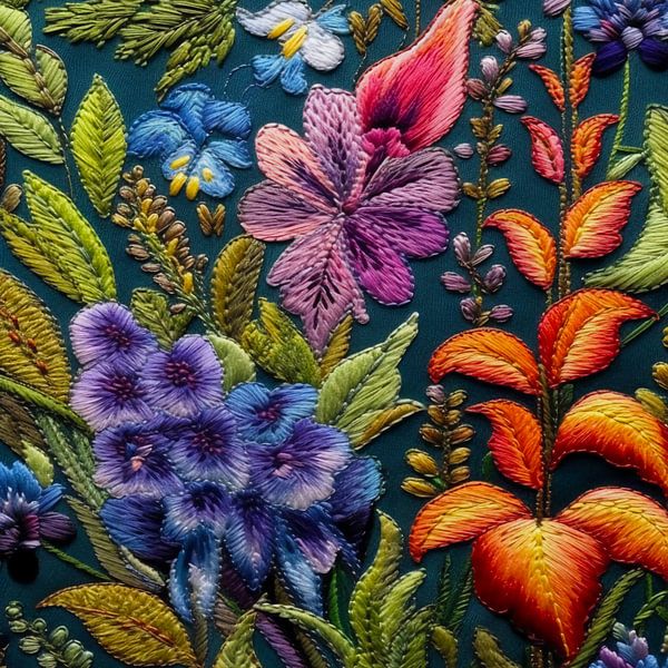 Floral hand embroidery art by haroulita