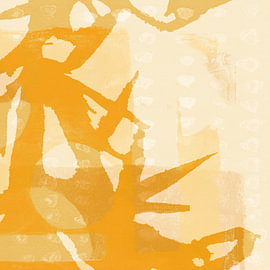 Abstract Botanical Shapes in Yellow and White . Set of 3. No. 3