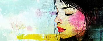 Vrouw met Gevoel | Dromerige Vrouw Abstract van Kunst Kriebels