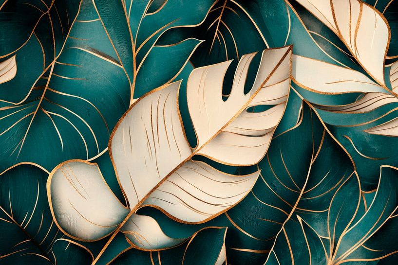 Bladpatroon kleurencombinatie van Poster Art Shop