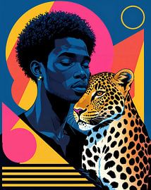 Afrikaner mit Leopard