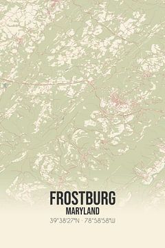 Vintage landkaart van Frostburg (Maryland), USA. van MijnStadsPoster