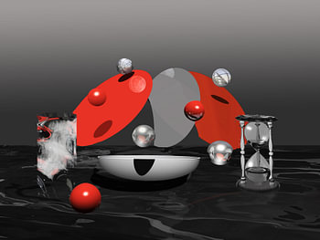 Still life with discs and flying balls