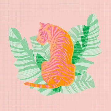 Colourful tiger illustration by Femke Bender