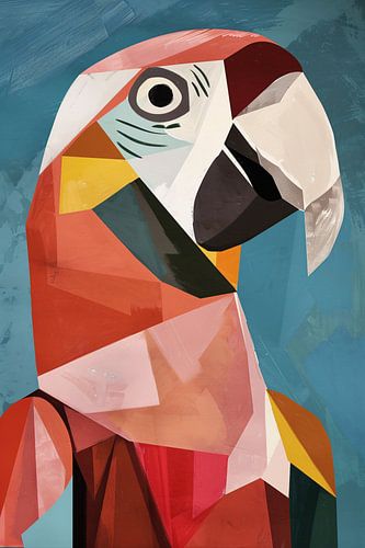 Abstract Papegaai in Kubisme Stijl