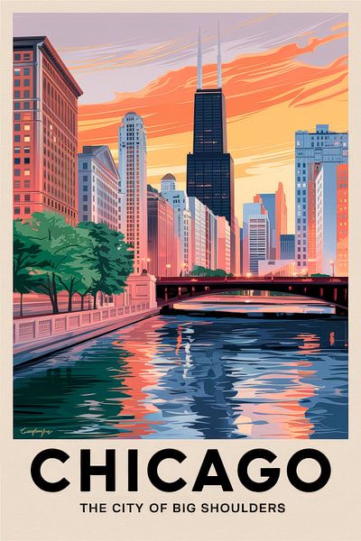 Chicago Vintage Reisposter van Poster Art Shop