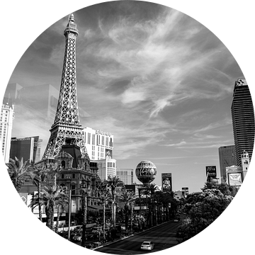Las Vegas uitzicht op The Strip en Eiffeltoren | Zwart-wit van Monique Tekstra-van Lochem