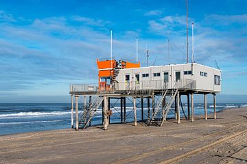 Rescue brigade building on the beach near Petten by Wim Stolwerk