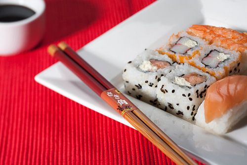 Sfeervolle opname van sushi