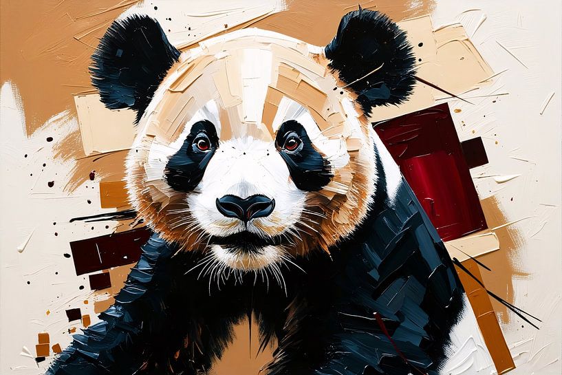 Modern dynamic panda painting by Art & Soul Creations