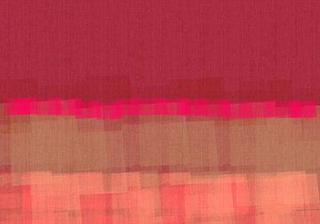 Abstract in wijnrood, neonroze, terra en koraal. van Dina Dankers