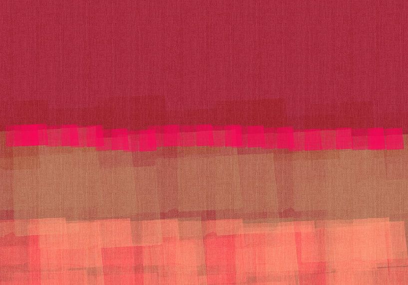 Abstrakt in Weinrot, Neonpink, Terra und Koralle. von Dina Dankers