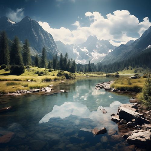 Uitzicht op het bergmeer