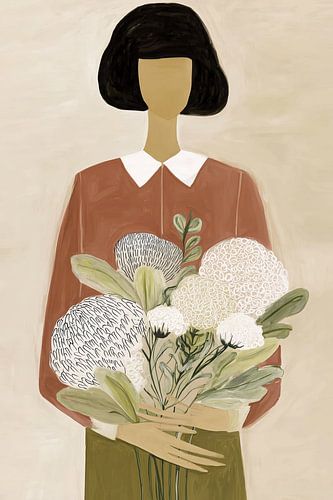 Frau mit einem Blumenstrauß von Bert Nijholt