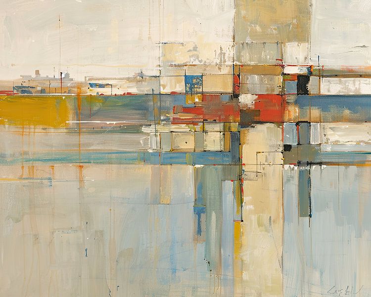 Metropolitan Mosaic Hues van Abstract Schilderij