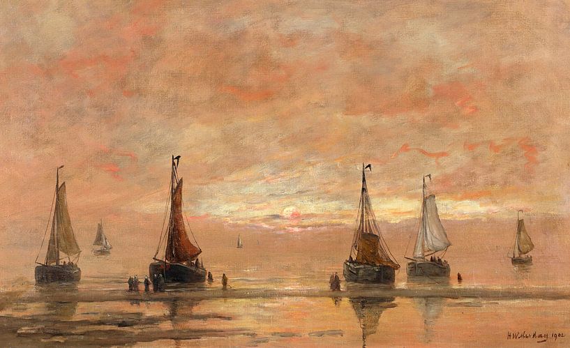 Bomschuiten bei Sonnenuntergang, Hendrik Willem Mesdag von Meisterhafte Meister