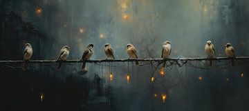 Birds Night Light by Blikvanger Schilderijen