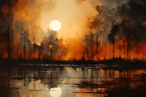 Zonsondergang boven het bos