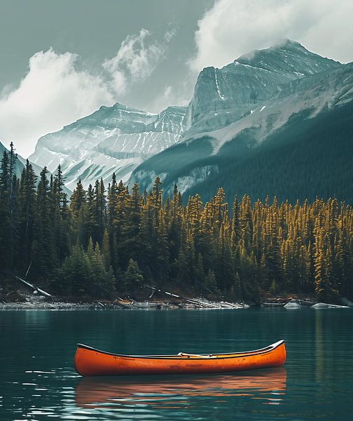Boot op het bergmeer van fernlichtsicht