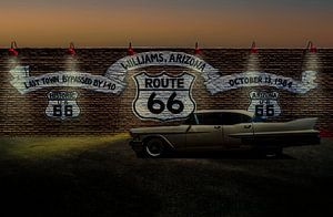 Sfeerplaat route 66, Williams Arizona met Cadillac