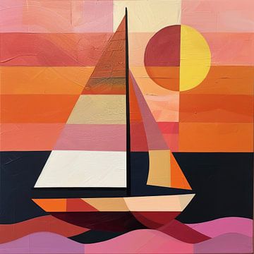 Abstracte Geometrische Zeilboot van Poster Art Shop