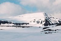 Snowy landscape with mountains in Iceland