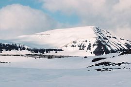 Besneeuwd landschap met bergen in IJsland van stewic_