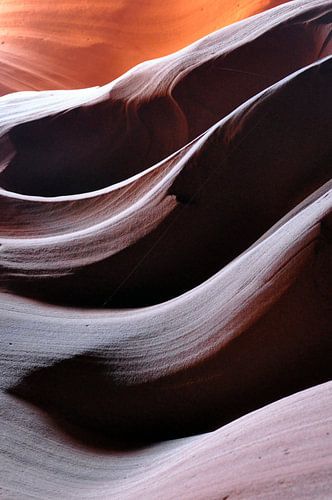 Eine Nahaufnahme der orangefarbenen Wand der Antelope-Schlucht