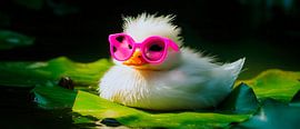 Küken mit Sonnenbrille auf Tauchfahrt von Poster Art Shop