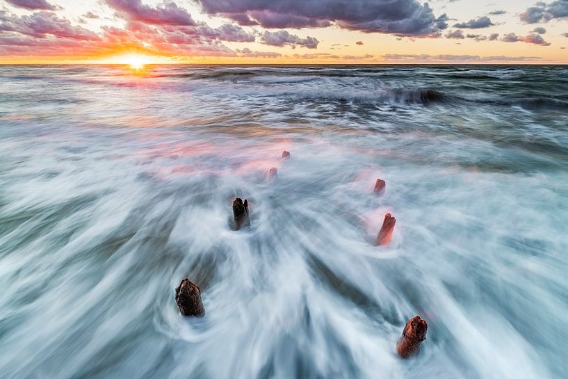 Old groynes at sunset by Daniela Beyer