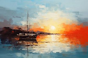 Segelboot bei Sonnenuntergang